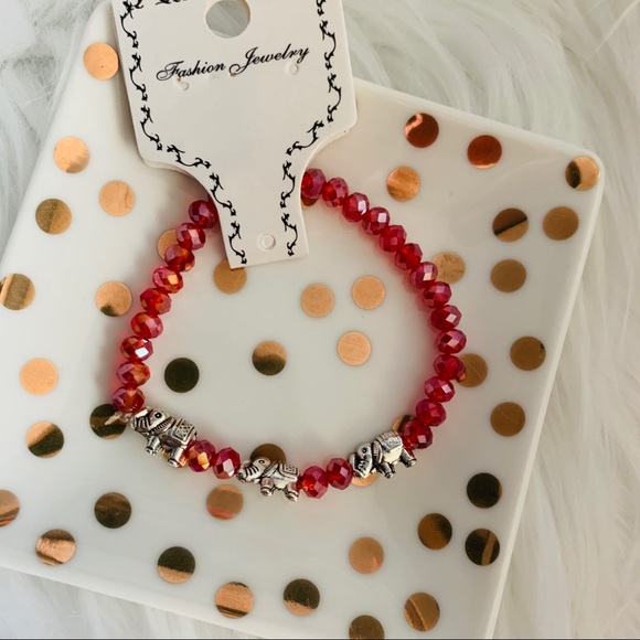Boutique Jewelry - CLEARANCE NEW 3 lucky elephants bracelet in red